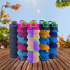 Bouteilles d'eau de sport pliables en silicone de haute qualité, bouteilles de voyage en silicone - Product Image 6
