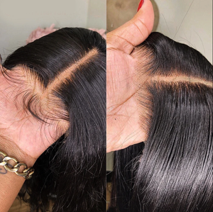 Pelucas de Cabello Humano Brasileño Liso 13x4 Sin Pegamento, Pre-cortadas y Listas para Usar, con Nudos Blanqueados y Encaje HD Transparente Pre-depilado - Product Image 1