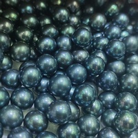 Perles d'eau douce rondes bleues teintées de haute qualité certifiées CMA Tianmeng de qualité AAA de 11 mm, non poreuses, pour la fabrication de bijoux