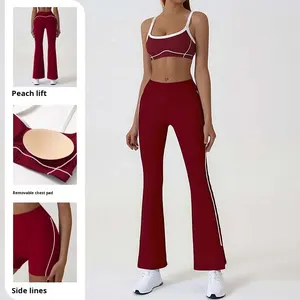 Activewear-Hersteller Neues 2-teiliges Fitness-Set Weiches Nude-Strick Rückenfreies Sport-BH Shorts Leggings Damen Trainingsanzug Set - Product Image 2