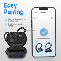 Écouteurs intra-auriculaires TWS étanches pour jeux et musique, écouteurs sans fil Bluetooth, écouteurs à crochet d'oreille, écouteurs stéréo, casques audio