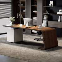 Bureau d'ordinateur moderne en bois massif LBZ-135X avec tiroirs de rangement, pieds en forme de crochet, aucun assemblage requis, personnalisable