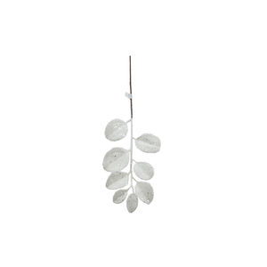 RAMO CON FOGLIE LUCIDE ALBRETTATE ALTEZZA 51CM BIANCO - Product Image 1