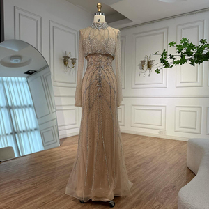 Serena collina LA73136 <span class=keywords><strong>turchese</strong></span> sirena in rilievo abito da sera con svasamento a maniche lunghe due pezzi <span class=keywords><strong>abiti</strong></span> da festa per donna - Product Image 6