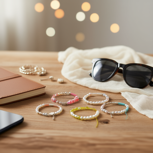 Bracciale in Acciaio Inossidabile con Perle e Cristalli PULSERA Set di Gioielli Artigianali alla Moda con Perline 12 Pezzi Ref45312 - Product Image 3