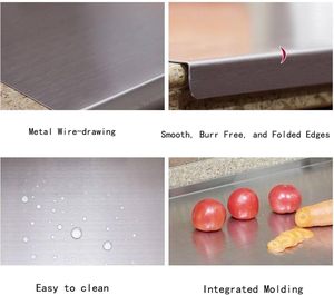 Planche à découper double face en acier inoxydable de qualité alimentaire, durable, écologique, compatible lave-vaisselle, nouvelle conception, pour cuisine et pâtisserie - Product Image 4
