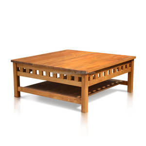 ATELIER Teak Solid Wood Modern Coffee <b>Table</b>, featuring a sleek square design in rich dark <b>brown</b>—perfect for stylish - Product Image 2