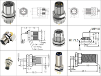 Conector Impermeable Curvo M12 de 90 Grados con 4/6/8 Pines Macho y Hembra, IP67, para Montaje en Panel Automotriz, Receptáculo, Envío Rápido en 3 Días, Certificación CE RoHS