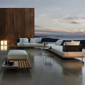 Minimalist Garden Set Outdoor Furniture Living Room Teak Wooden Outdoor Set Poolside L-shape Rattan Garden Sets - Product Image 6