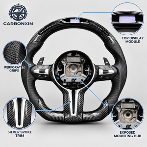 Volant chauffant en fibre de carbone pour BMW Série F F30 F10 535i F32 F20 F36 F22 M4 F82 X5 F15 F80 M3 F11 F31 F01 F07 X3 - Product Image 2