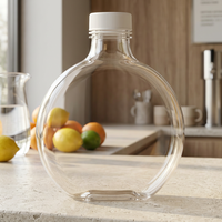 Bouteille en plastique ronde transparente avec bouchon à vis, réutilisable, pour l'emballage de jus, de lait et de thé