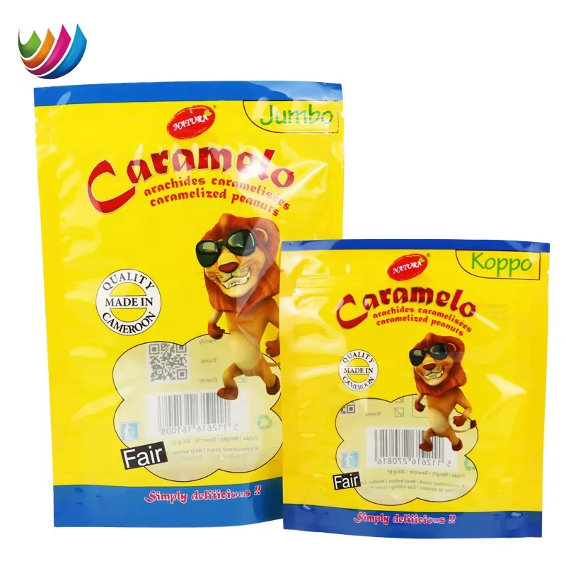 OEM/ODM impressão personalizada stand up pouch lanche food grade embalagem amendoim lanche saco com janela clara