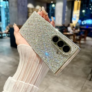 Sang Trọng Lấp Lánh Chrome Bumper 3D Đầy Đủ Tinh Thể Kim Cương Chống Sốc Bìa Đối Với Samsung Z Gấp 7 6 5 4 Điện Thoại Trường Hợp - Product Image 5