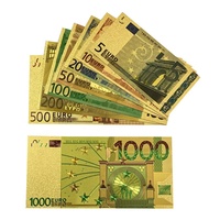 Nouvelle Billet de Banque EURO d'EUROPE pour Collection Cadeau 5 10 20 50 100 200 500 1000 Billets de Banque Imperméables Plaqués Or Métal 3D