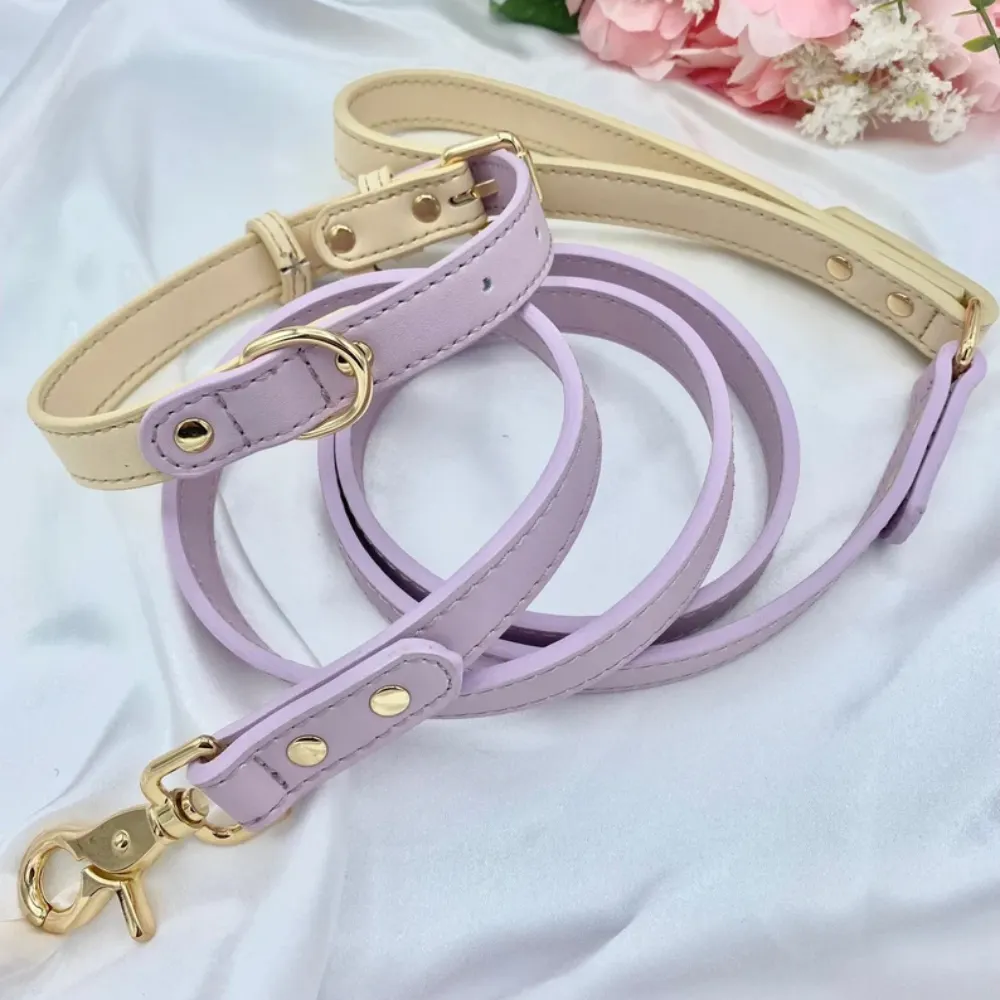 2024 Factory Wholesale Custom Dog Pet Collar Padded Fashion PU Outdoor Leather Dog Collar And Leash