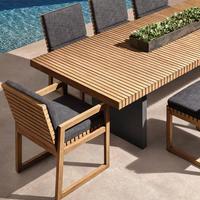 Ensemble de canapés en teck pour l'extérieur, design scandinave, imperméable, protection solaire, meubles en bois massif pour terrasse de villa