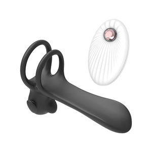 Anneau Pénien Double Vibrant Télécommandé pour Hommes, Stimulateur <span class=keywords><strong>de</strong></span> Couple, Entraîneur d'Éjaculation, Anneau <span class=keywords><strong>de</strong></span> Pénis Portatif, Masseur en Silicone, Jouet Sexuel - Product Image 6