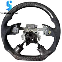 Volant en fibre de carbone à fond plat en cuir perforé compatible avec Honda Accord 7e génération 2003-2007 Acura TSX CL7/CL9 Plug and Play