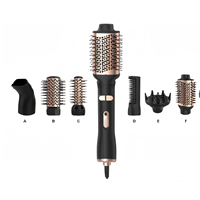 Set de Secador de Pelo Rotatorio 6 en 1 con Cepillo de Aire Caliente, Accesorios de Peinado Giratorios y Peine, Set Multifunción para Estilizar el Cabello