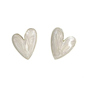 Boucles d'oreilles clous grand cœur blanc pour femme et fille, bijoux minimalistes esthétiques pour la vie quotidienne, avec goutte <span class=keywords><strong>de</strong></span> glaçure, pour <span class=keywords><strong>piercing</strong></span> d'<span class=keywords><strong>oreille</strong></span> - Product Image 1