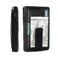 Portefeuille Pop-up RFID en Alliage d'Aluminium et Cuir Crazy Horse Imprimé Fibre de Carbone pour Homme – Idéal pour le Dropshipping et les Cadeaux