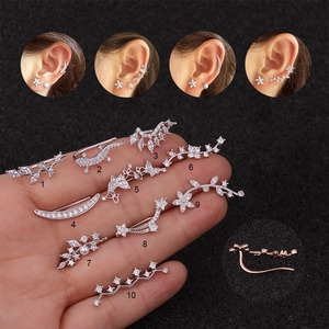 Boucles <span class=keywords><strong>d</strong></span>'oreilles pour cartilage <span class=keywords><strong>d</strong></span>'<span class=keywords><strong>oreille</strong></span>, style hélice, motif plante, fleur, <span class=keywords><strong>feuille</strong></span>, gecko, pour piercing <span class=keywords><strong>d</strong></span>'<span class=keywords><strong>oreille</strong></span> - Product Image 3