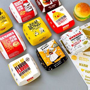 Boîtes en papier pour frites à emporter, imprimées sur mesure, recyclées, pour la restauration rapide, hamburgers, emballages de hamburgers - Product Image 4