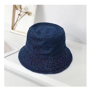 Wholesale Silk Screen Printed Wide Brim Denim Bucket <b>Hat</b> Vintage Summer Fishing <b>Hat</b> <b>for</b> Men Women Solid Color Street Hip Hop - Product Image 2