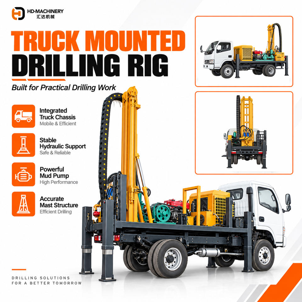 Sample Drill Rigs 400m Truck Mounted Water Well Drilling Machine HDT-400 Diesel Engine ...