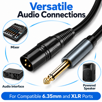 Kabel Audio TS 6.5mm ke XLR Male, Tembaga Bebas Oksigen, Konektor Berlapis Emas untuk Mixer, Studio, Siaran Langsung, Kamera Mobil