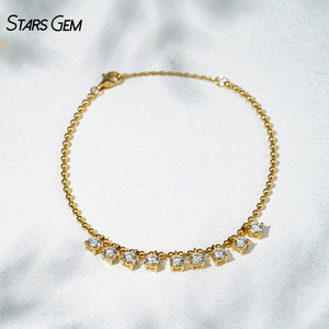 Starsgem 1.71ct 3.7mm Brilliant Cut Lab Grown Diamond DEF VS 18K Yellow <b>White</b> Solid <b>Gold</b> Unisex Trendy Diamond <b>Bracelet</b> - Product Image 1