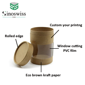 Hộp giấy hình trụ đựng ngũ cốc ăn sáng mì lúa mạch, làm từ giấy <span class=keywords><strong>kraft</strong></span>, chất liệu giấy thực phẩm, có cửa sổ - Product Image 2