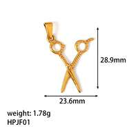 F486 Breloques permanentes en acier inoxydable plaqué or 18 carats pour accessoires de bijoux DIY, sacs, chaussures, chaînes, outils, ciseaux, gants de boxe