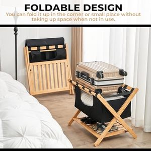 Design élégant Porte-bagages universel en bambou écologique Porte-bagages Porte-valise pour locations de vacances - Product Image 5