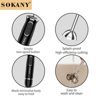 SOKANY1726 Blender Tangan Stainless Steel dengan Kontrol Tombol Tekan Kapasitas 600mL 2 Mata Pisau 300W untuk Membuat Jus & Menghancurkan