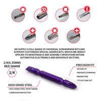 LJ-85 10 embouts de tournevis double embout Phillips et plat 65 mm, revêtement couleur, acier S2, tige hexagonale, étui télescopique, DIY OEM