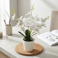 Orchidée Phalaenopsis Artificielle Réaliste en Pot, Fleurs d'Intérieur en Soie de 42 cm, Décoration Maison et Bureau, Centre de Table Mariage, Cadeau