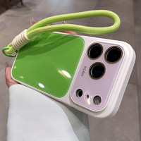 Coque de protection pour téléphone portable en verre trempé avec sangle de poignet et pare-chocs en TPU PC pour iPhone 18 17 Pro Max Plus