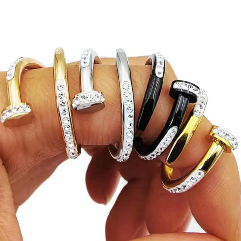 Designer Clou Marcas de luxo banhado a ouro Pvd aço inoxidável unhas moda anéis de jóias para mulheres sem manchas novo 2024