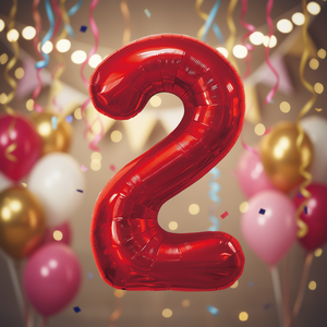 Party Love Number <b>2</b> <b>Balloon</b> Red 45cm Foil Metallic Birthday Party Decoration - Product Image 2