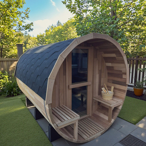 Top vente grande qualité cèdre rouge baril Sauna extérieur vapeur humide porche aire de repos Sauna <span class=keywords><strong>Maison</strong></span> - Product Image 2
