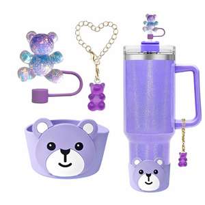 Bekerhoes voor tumbler 20 30 40 oz tumbler 10mm 0.4 inch beren rietje hoesje topper & charme accessoires leuke cadeaus koppels geliefden vrijdag - Product Image 1