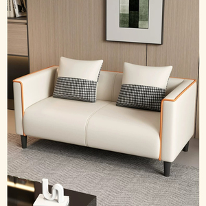 Canapé d'appoint compact à accoudoirs droits, en cuir nano résistant à l'usure, avec dossier à coutures apparentes, petit format, pour <span class=keywords><strong>chambre</strong></span> d'amis, multiplace - Product Image 4