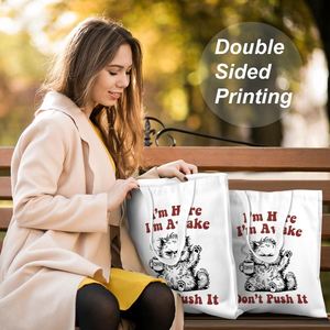 <b>Funny</b> Large Capacity Open Canvas <b>Tote</b> <b>Bag</b> Gag Gift for Women Animal Lover Birthday Christmas Reusable Eco-friendly Grocery <b>Bags</b> - Product Image 2