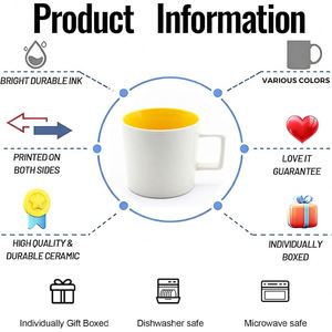 Customizable Inner-color Ceramic <b>Mug</b> Handle Single Cup Custom Logo 3D Design <b>Thermal</b> Transfer Printing Heat Coated Home Office - Product Image 2