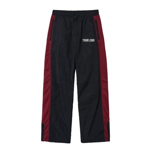 Mens Casual <b>Mesh</b> Panel Polyester Track <b>Pants</b> Custom-made Print Drawstring Waist Color Block Design Windbreaker <b>Pants</b> Breathable - Product Image 1