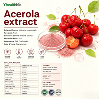 Natuurlijk Acerola-extractpoeder, puur gevriesdroogd Acerola-kersenextract, voedingskwaliteit, op maat gemaakte specificatie poeder