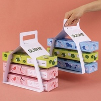 Boîte à sushi écologique de qualité alimentaire en gros avec laminage mat et gaufrage, logo personnalisé, matériaux recyclés, emballage pour produits sucriers