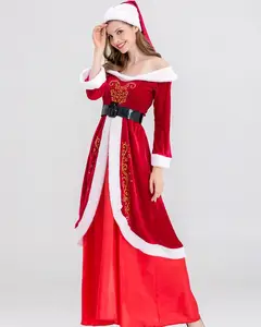 크리스마스 파티 원 숄더 자수 드레스 크리스마스 드레스