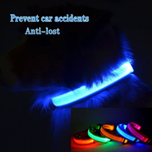 <span class=keywords><strong>Collar</strong></span> LED de nailon para perros y mascotas, seguridad nocturna ajustable, intermitente, que brilla en la oscuridad, correa para perros, collares fluorescentes luminosos para perros - Product Image 6